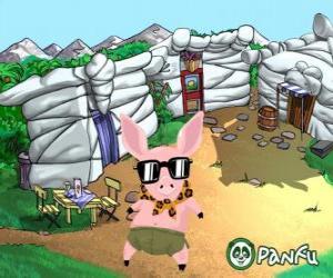 Puzzle Pokopet Tork, ένα γουρούνι με τα γυαλιά ηλίου, ένα κατοικίδιο ζώο από Panfu